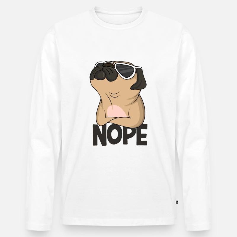 Mops - Männer Premium Bio Langarmshirt - Weiß