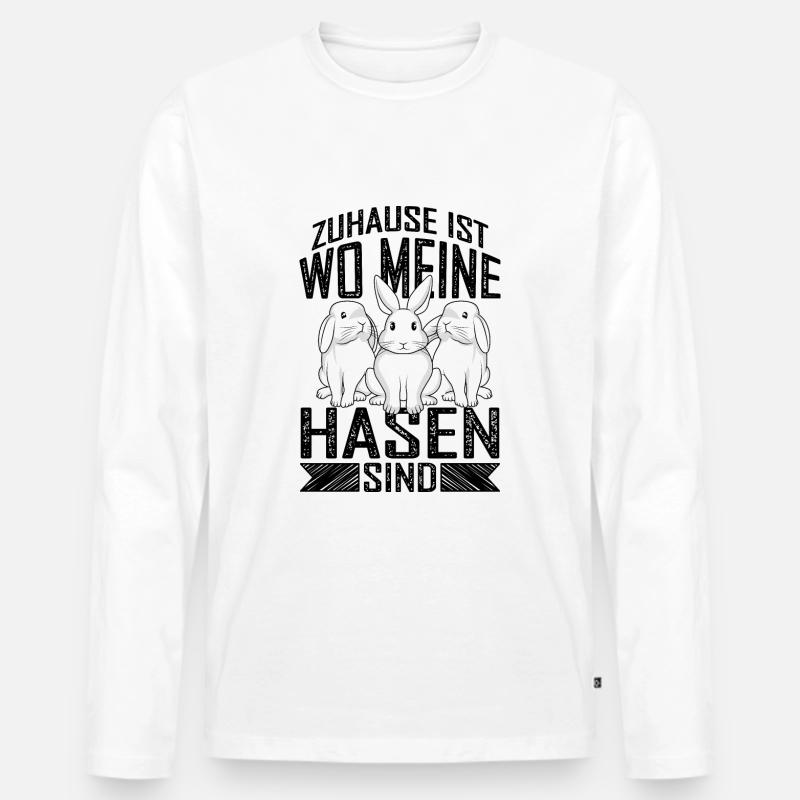 Hase - Männer Premium Bio Langarmshirt - Weiß