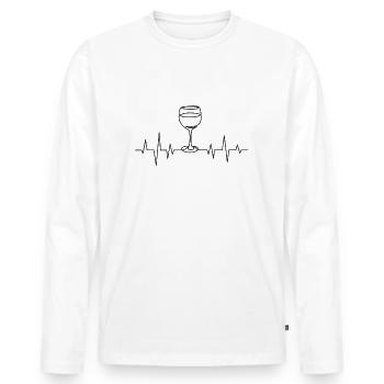 Wine heartbeat - Men's Premium Organic Long Sleeve Shirt - white - Front - Nico (187cm)