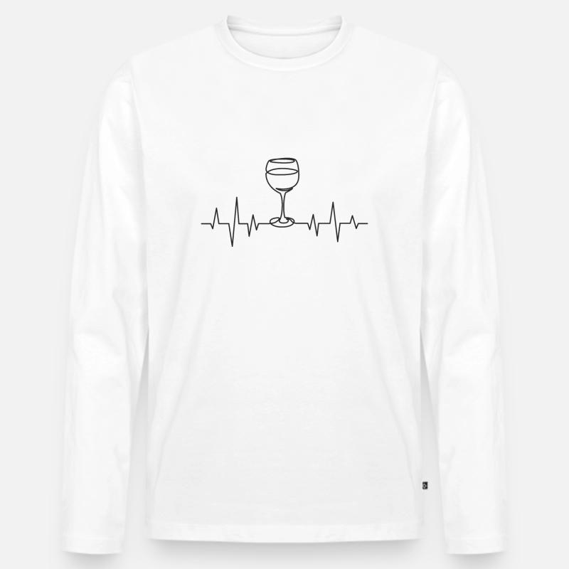 Wein Herzschlag - Männer Premium Bio Langarmshirt - Weiß