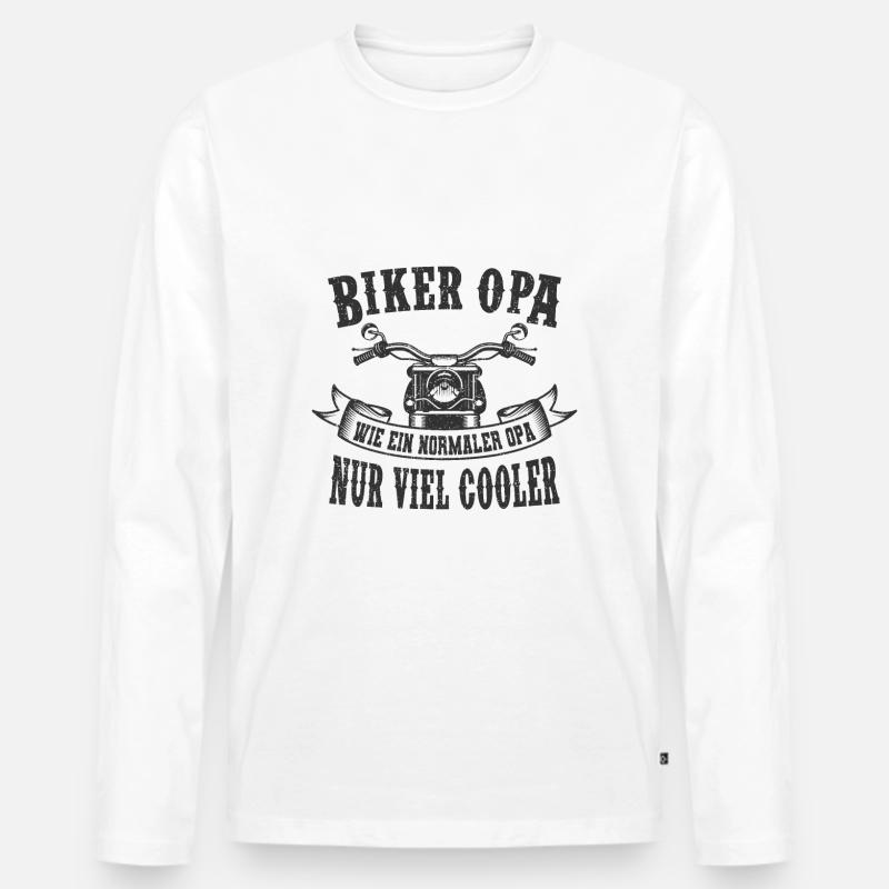Biker Opa - Männer Premium Bio Langarmshirt - Weiß