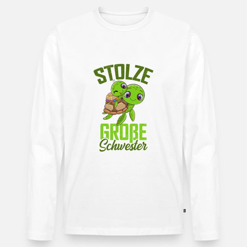 Große Schwester Schildkröte - Männer Premium Bio Langarmshirt - Weiß
