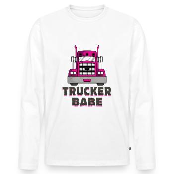 Trucker babe - Men's Premium Organic Long Sleeve Shirt - white - Front - Nico (187cm)