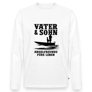 Vater und Sohn Angeln - Männer Premium Bio Langarmshirt - Weiß - Vorne - Nico (187cm)