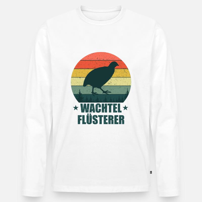 Wachtel Flüsterer - Männer Premium Bio Langarmshirt - Weiß