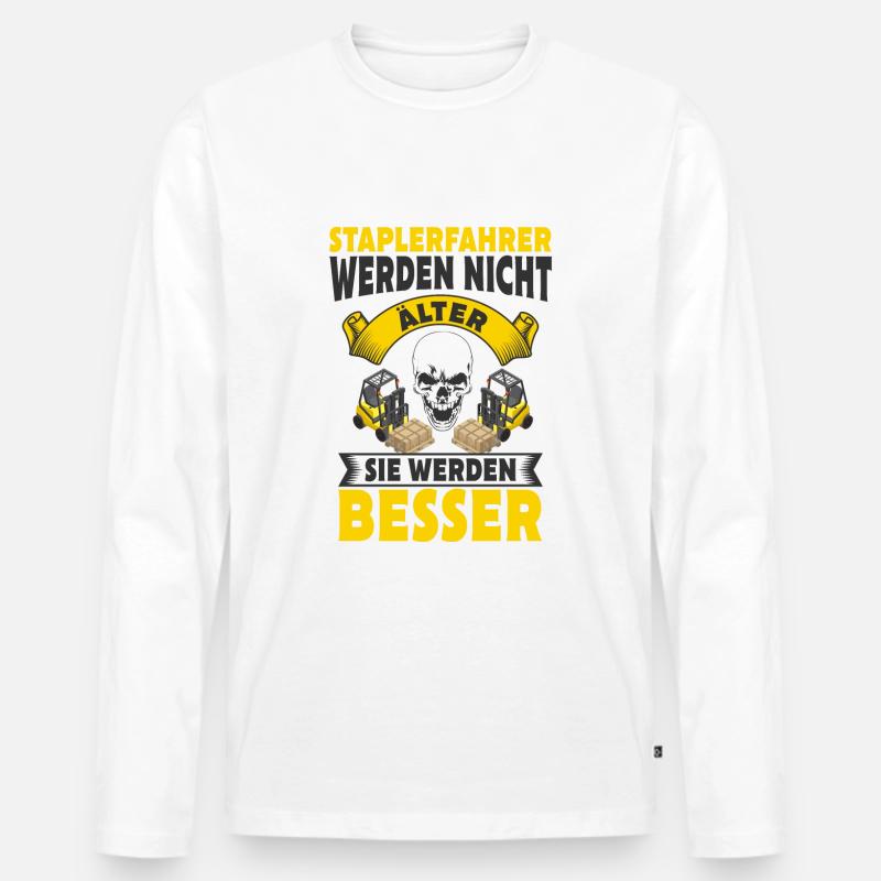 Gabelstapler - Männer Premium Bio Langarmshirt - Weiß
