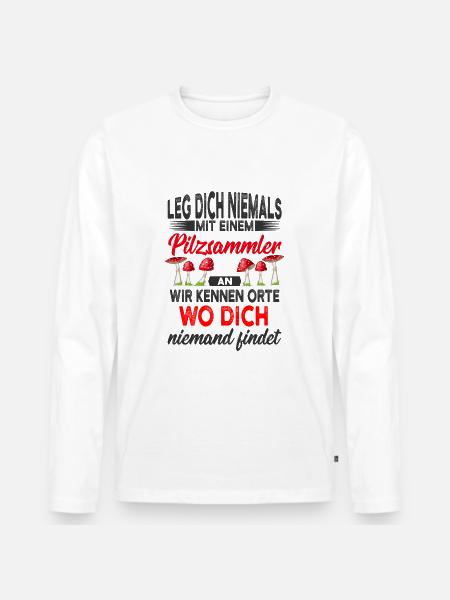 Pilzsammler - Männer Premium Bio Langarmshirt - Weiß