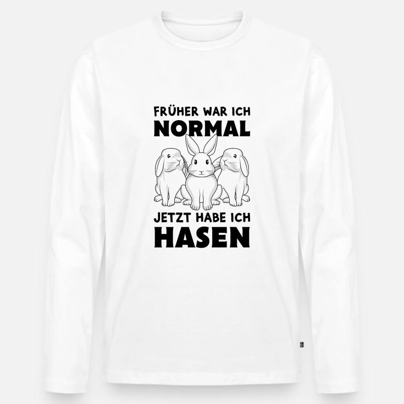 Hase - Männer Premium Bio Langarmshirt - Weiß