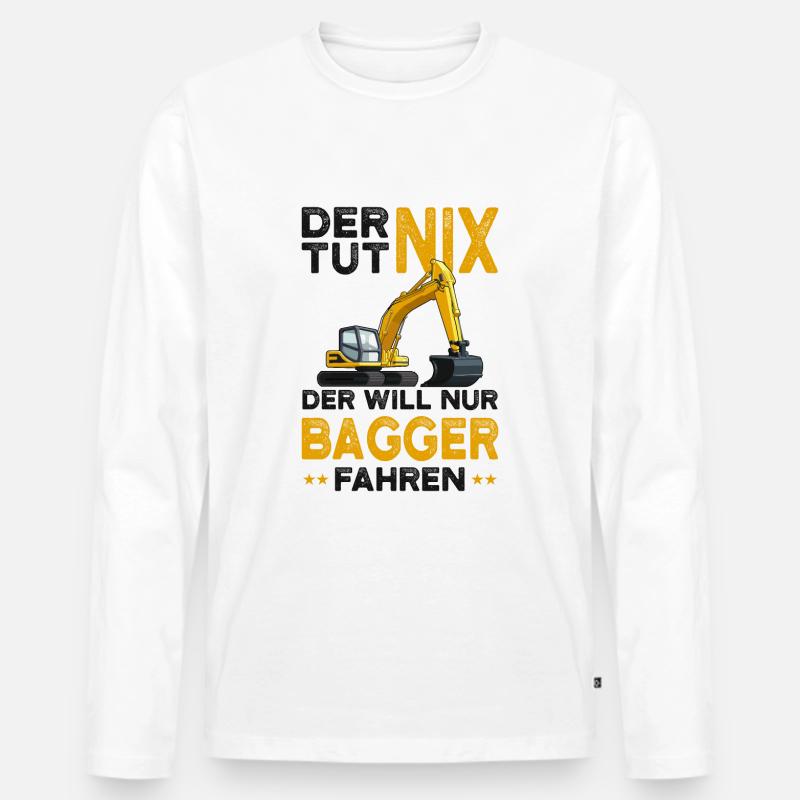 Bagger - Männer Premium Bio Langarmshirt - Weiß