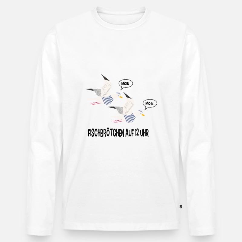 Moin Möwen - Männer Premium Bio Langarmshirt - Weiß