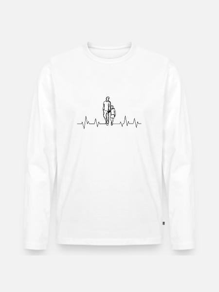 Vater Tochter Herzschlag - Männer Premium Bio Langarmshirt - Weiß