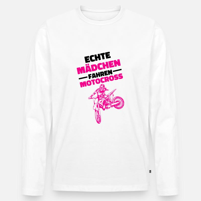 Motocross Mädchen - Männer Premium Bio Langarmshirt - Weiß