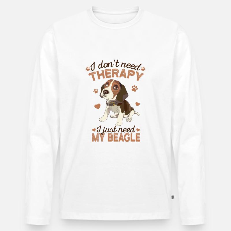 Beagle - Männer Premium Bio Langarmshirt - Weiß