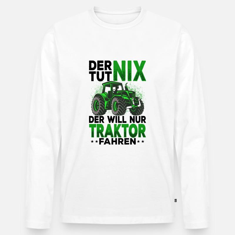 Traktor - Männer Premium Bio Langarmshirt - Weiß