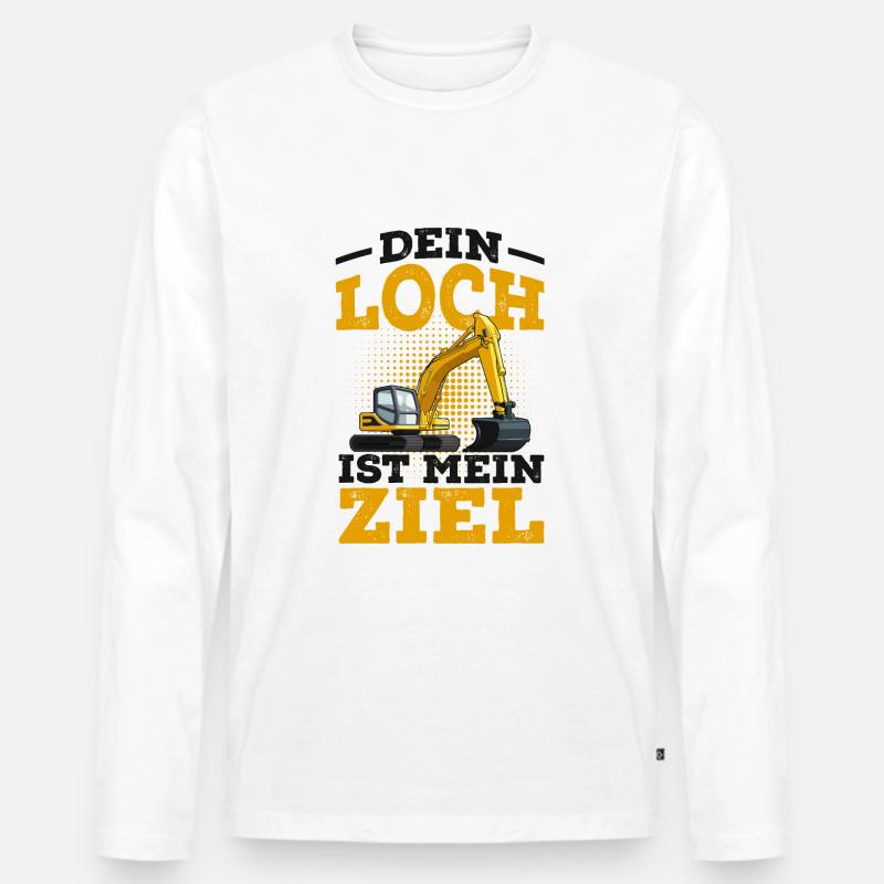 Bagger - Männer Premium Bio Langarmshirt - Weiß