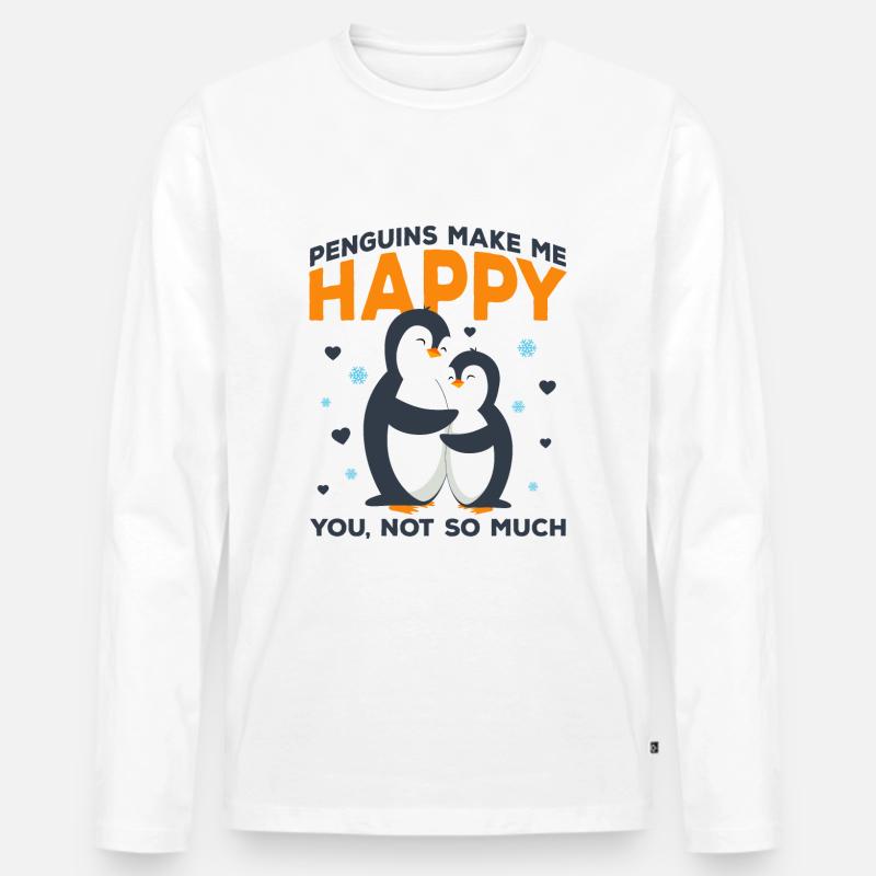 Pinguin - Männer Premium Bio Langarmshirt - Weiß