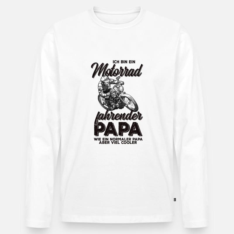 Motorrad Papa - Männer Premium Bio Langarmshirt - Weiß