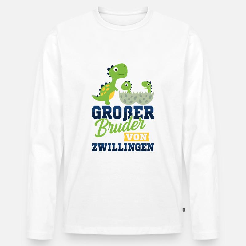 Großer Bruder Zwillinge - Männer Premium Bio Langarmshirt - Weiß