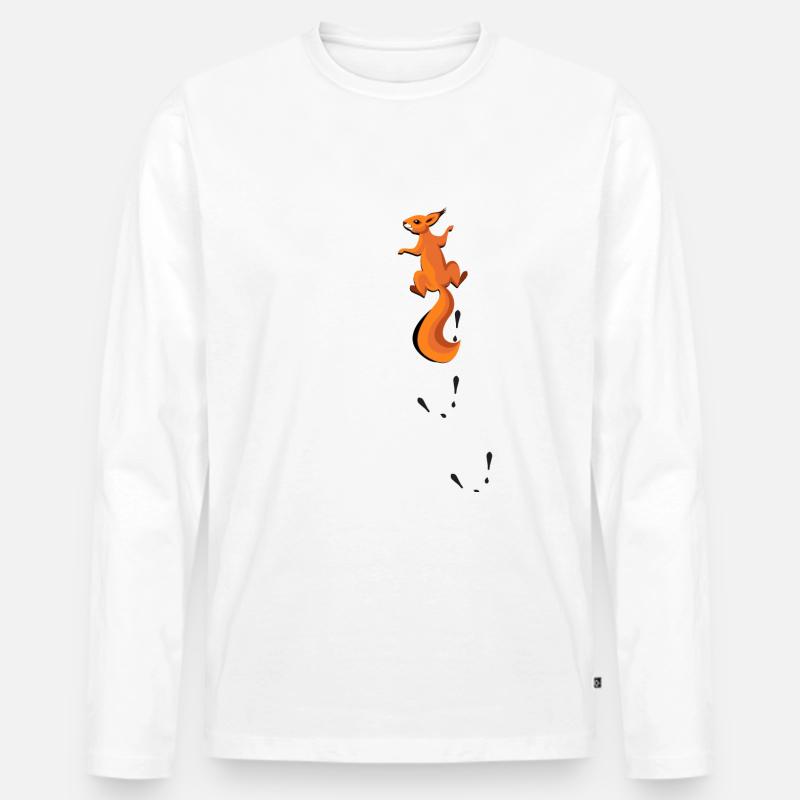 Kletterndes Eichhörnchen mit Spuren Geschenk - Männer Premium Bio Langarmshirt - Weiß