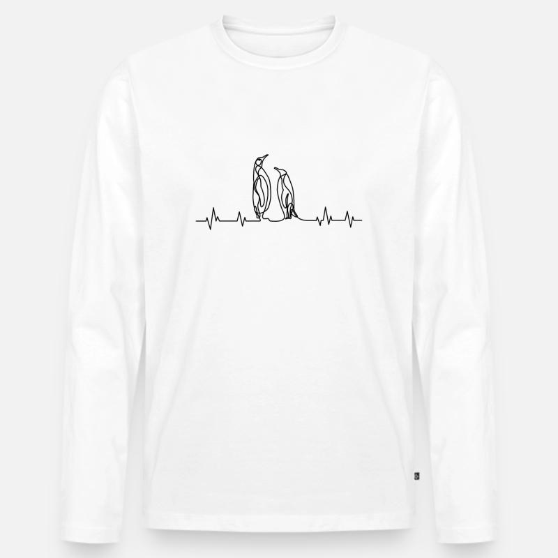 Pinguin Herzschlag - Männer Premium Bio Langarmshirt - Weiß