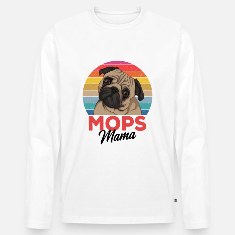 Mops - Männer Premium Bio Langarmshirt - Weiß