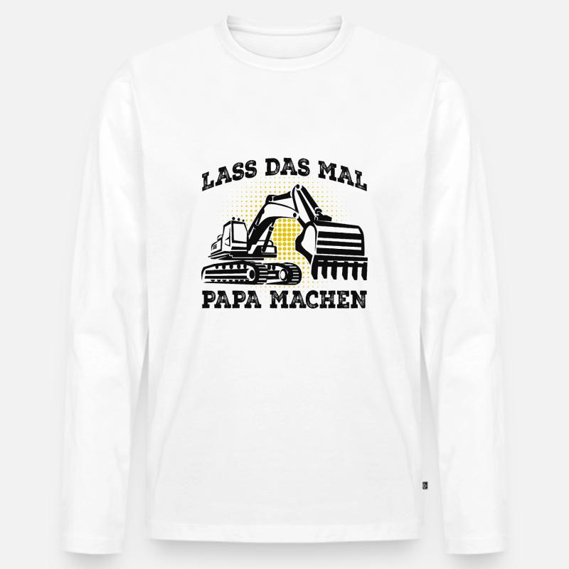 Baggerfahrer - Männer Premium Bio Langarmshirt - Weiß