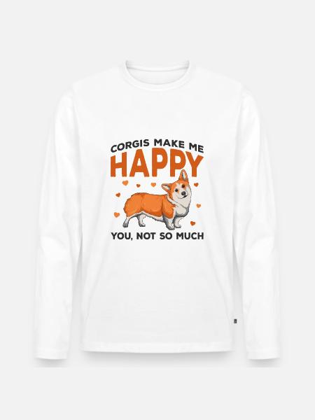 Corgi - Men's Premium Organic Long Sleeve Shirt - white