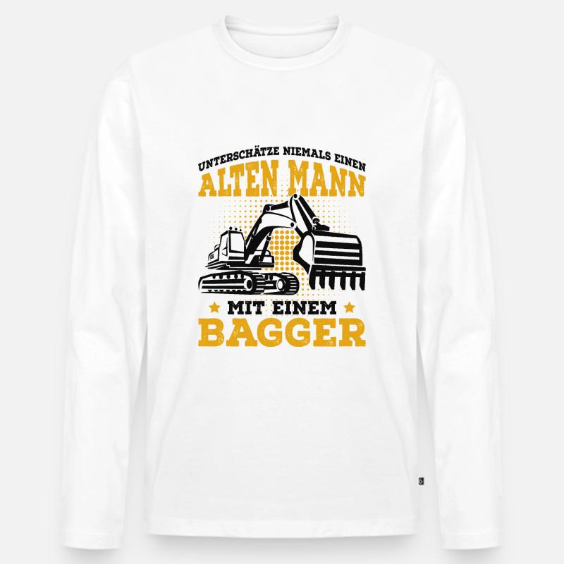Baggerfahrer - Männer Premium Bio Langarmshirt - Weiß