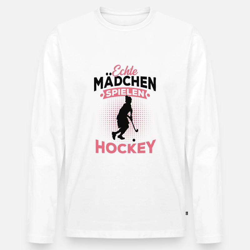 Hockey Mädchen - Männer Premium Bio Langarmshirt - Weiß