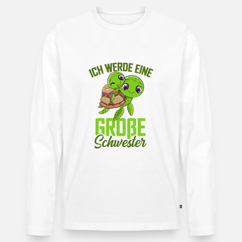 Große Schwester Schildkröte - Männer Premium Bio Langarmshirt - Weiß