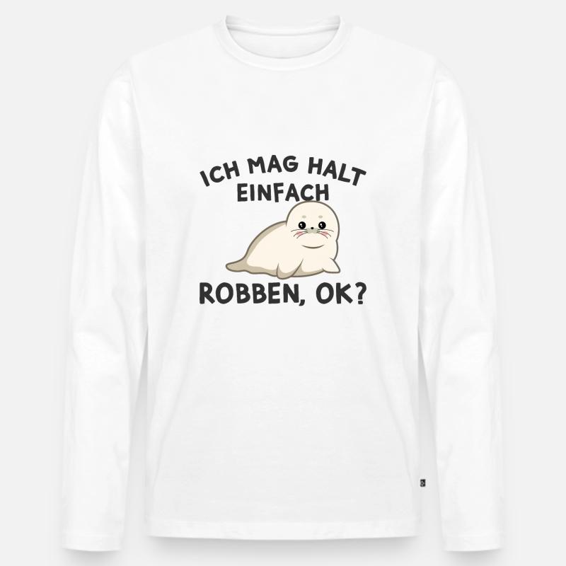 Robbe - Männer Premium Bio Langarmshirt - Weiß