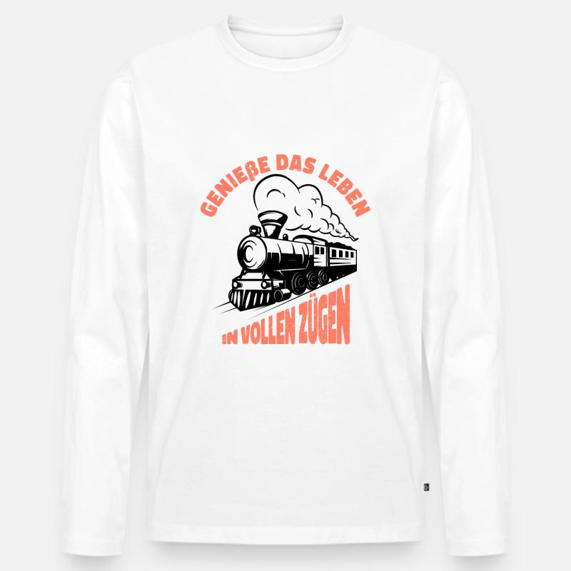 Eisenbahn - Männer Premium Bio Langarmshirt - Weiß