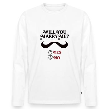 Marriage proposal Demande en mariage - T-shirt manches longues Premium bio Homme - blanc - Devant - Nico (187cm)