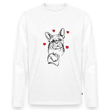 French Bulldog - Men's Premium Organic Long Sleeve Shirt - white - Front - Nico (187cm)