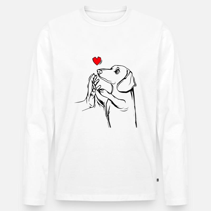 Dackel - Männer Premium Bio Langarmshirt - Weiß