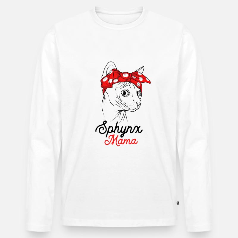 Sphynx Mama Katze Sphinx Nacktkatze - Männer Premium Bio Langarmshirt - Weiß