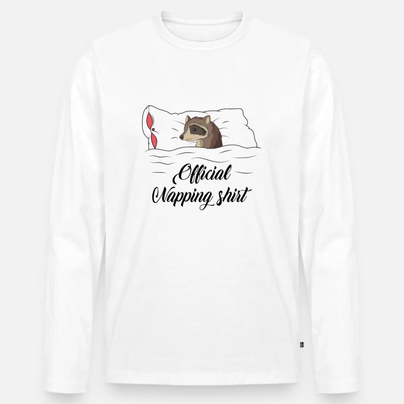 Waschbär - Männer Premium Bio Langarmshirt - Weiß