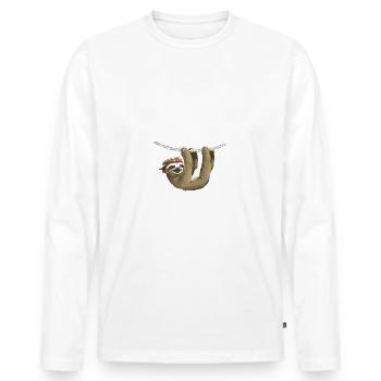 Sloth Don't Panic - Men's Premium Organic Long Sleeve Shirt - white - Front - Nico (187cm)
