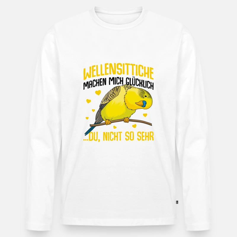 Wellensittich - Männer Premium Bio Langarmshirt - Weiß