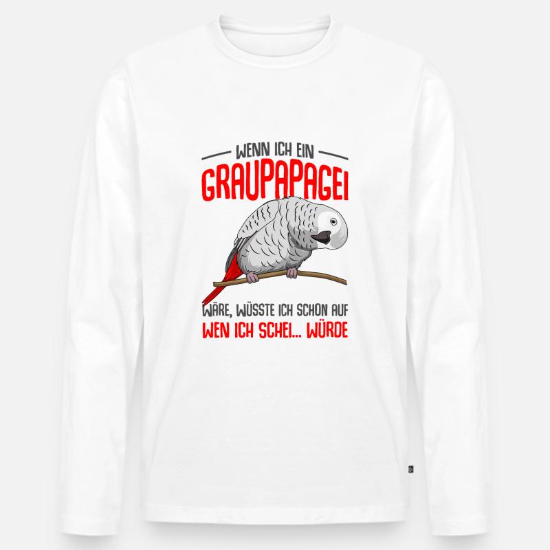 Graupapagei - Männer Premium Bio Langarmshirt - Weiß