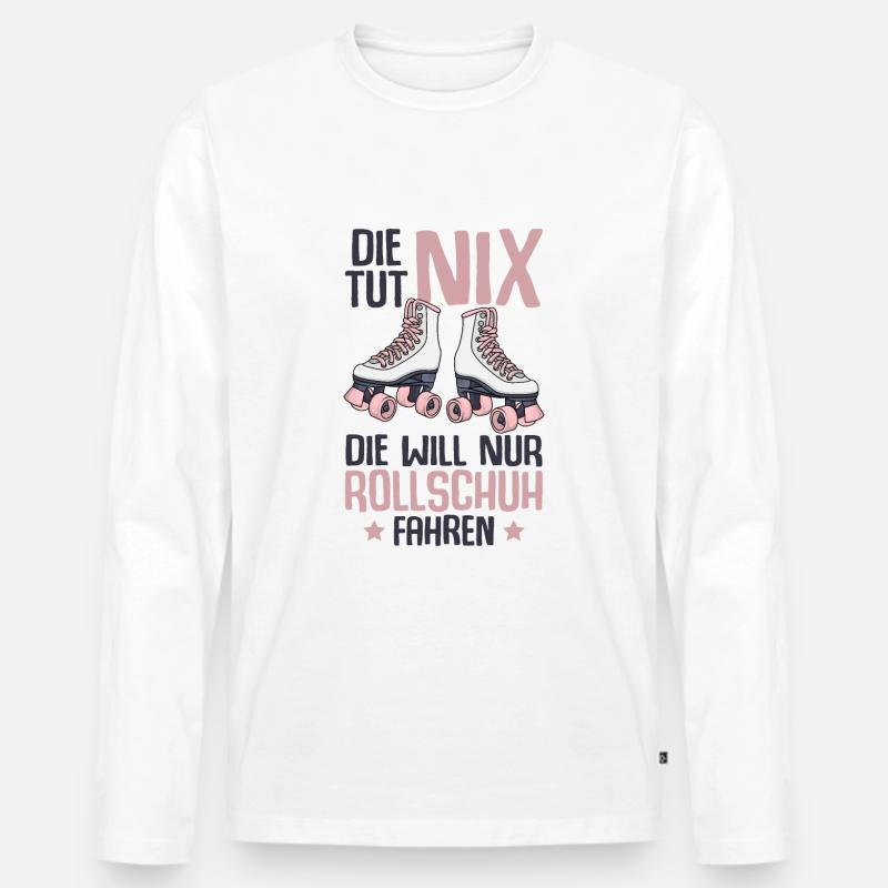 Rollschuhe - Männer Premium Bio Langarmshirt - Weiß