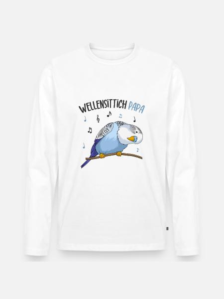 Wellensittich - Männer Premium Bio Langarmshirt - Weiß