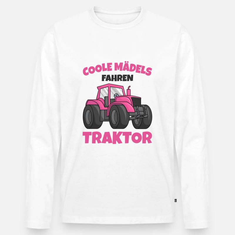 Traktor Mädchen - Männer Premium Bio Langarmshirt - Weiß