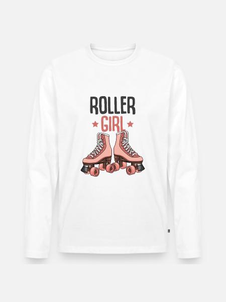 Rollschuh Mädchen - Männer Premium Bio Langarmshirt - Weiß