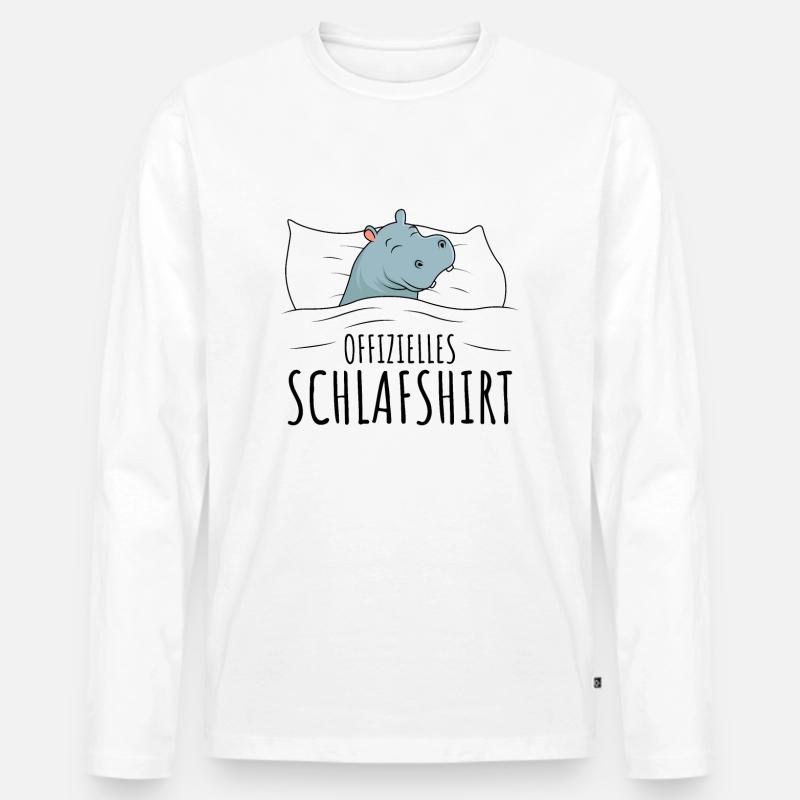 Nilpferd Hippo - Männer Premium Bio Langarmshirt - Weiß