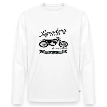 Moto Cyclomoteur SR 500 Cult - T-shirt manches longues Premium bio Homme - blanc - Devant - Nico (187cm)