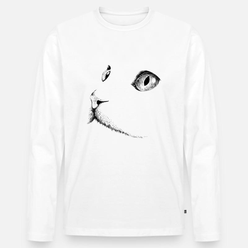 Katzenkopf 1- Katzengesicht - Männer Premium Bio Langarmshirt - Weiß