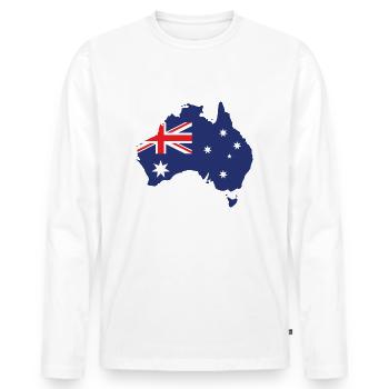 Drapeau australien - T-shirt manches longues Premium bio Homme - blanc - Devant - Nico (187cm)