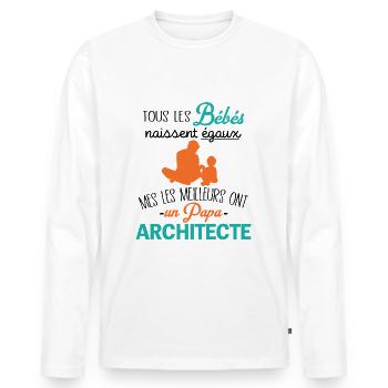 Les Meilleurs Bébé Ont Un Papa Architecte - T-shirt manches longues Premium bio Homme - blanc - Devant - Nico (187cm)