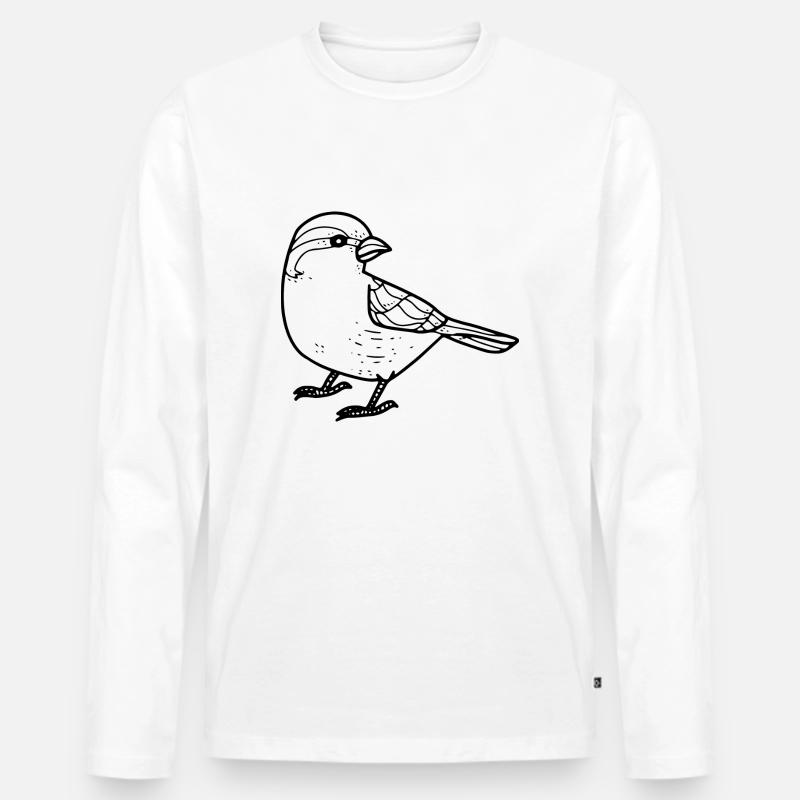 Spatz / Haussperling - Männer Premium Bio Langarmshirt - Weiß